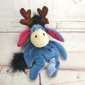 Disney Store Reindeer EEYORE Christmas Winnie the Pooh 11" Plush Mini Bean Bag